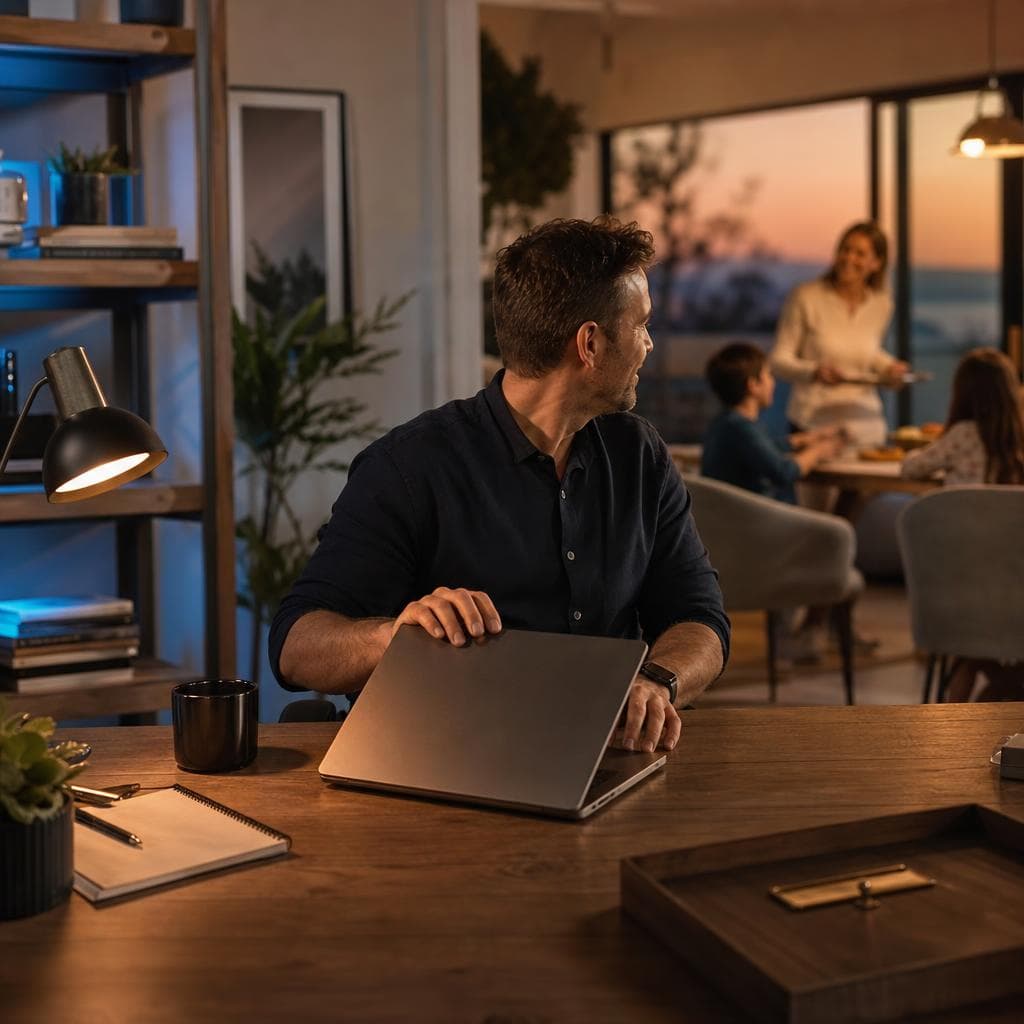 Business owner finally present at home while business runs itself