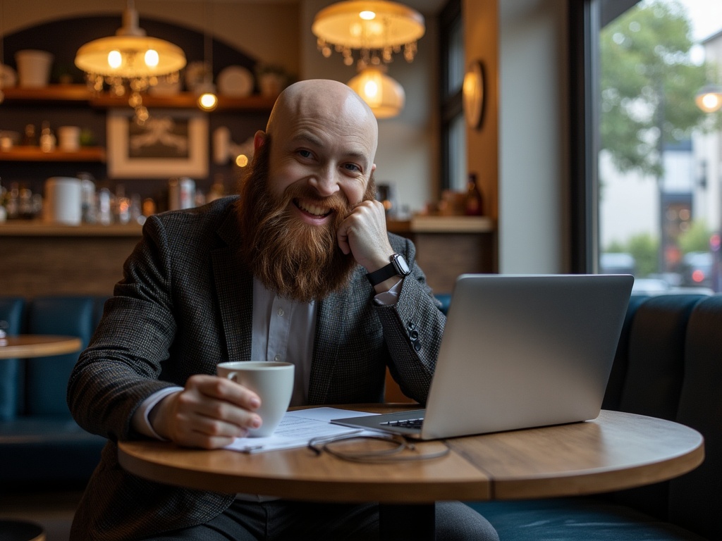 Warren working at coffee shop